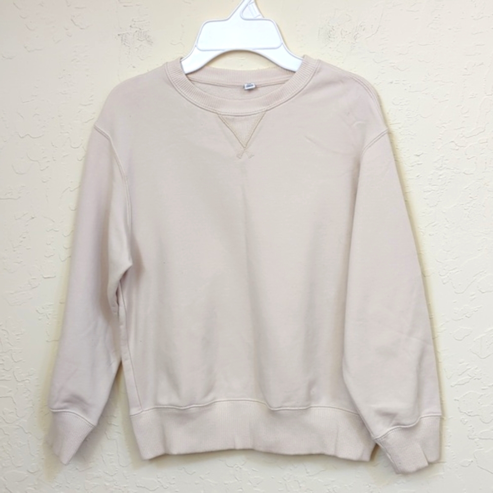 LIKE NEW Uniqlo Kids Blush Ultra Stretch Crew Neck Pullover Sweatshirt Size 7-8